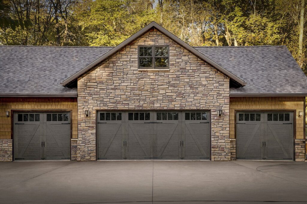 brown carriage house garage doors